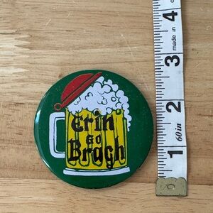 St. Patrick Day vintage Green and Yellow Erin Go Bragh Button